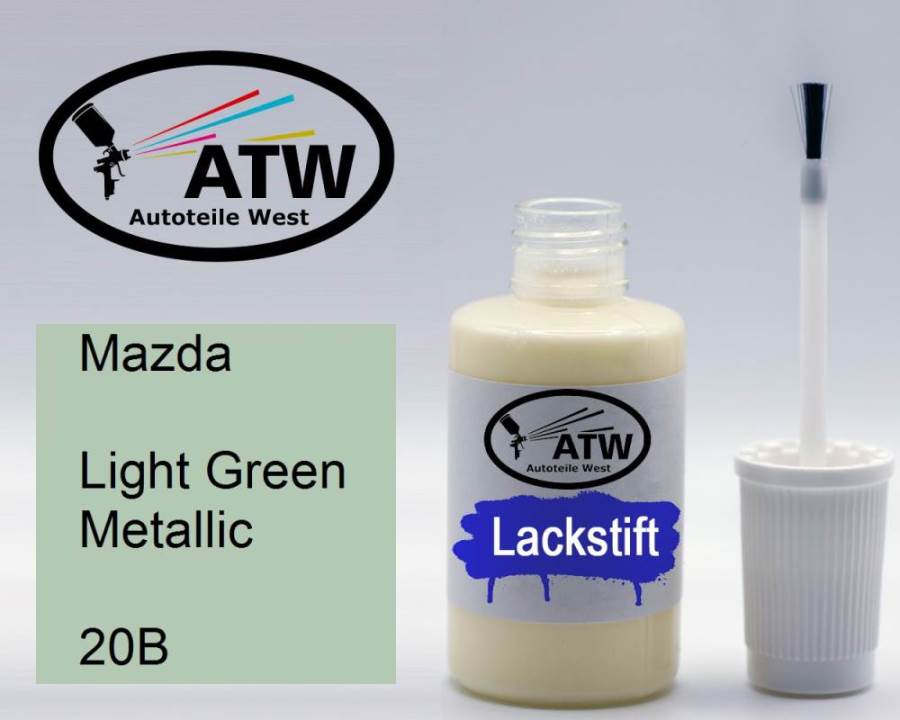 Mazda, Light Green Metallic, 20B: 20ml Lackstift, von ATW Autoteile West.